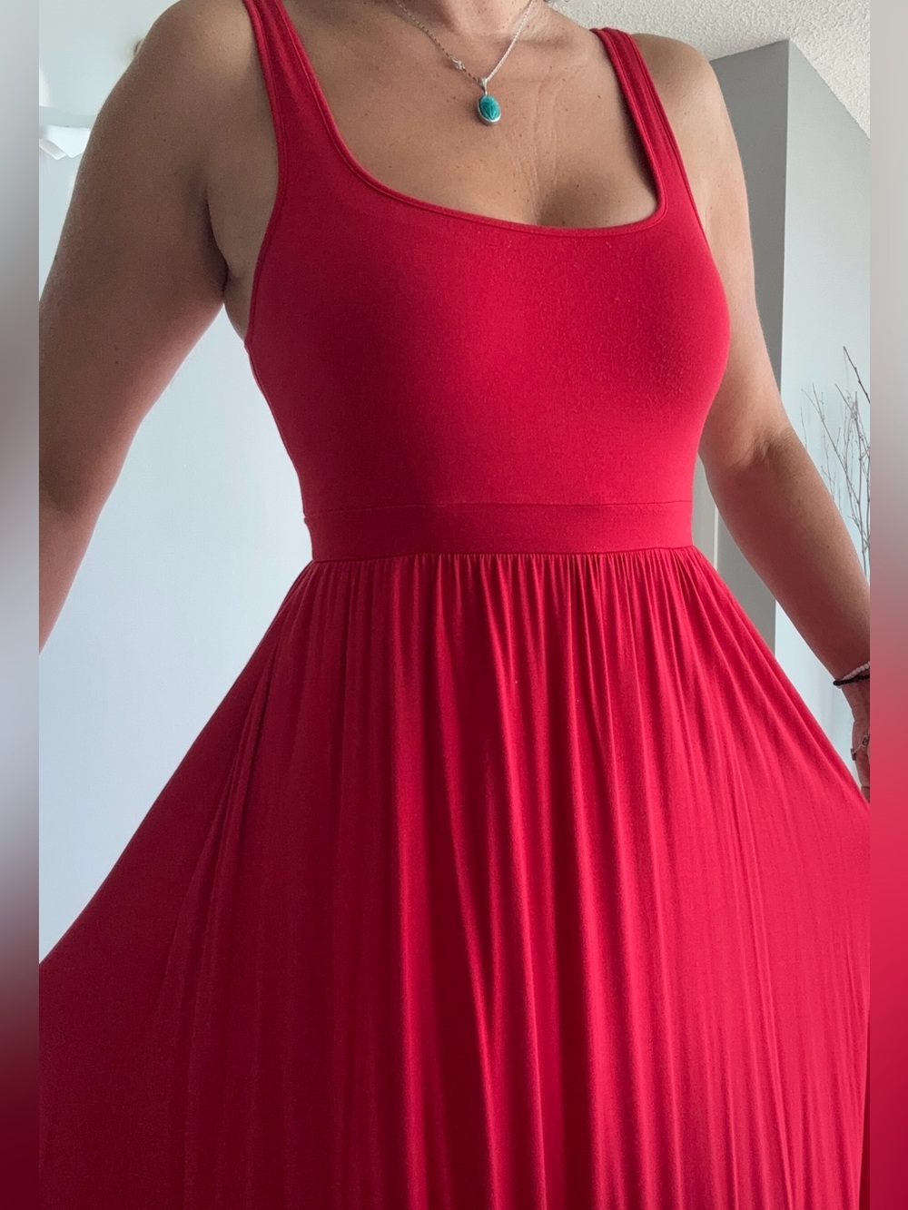Aritzia I Wilfred-Classic Red Scoop-Neck Maxi Dress